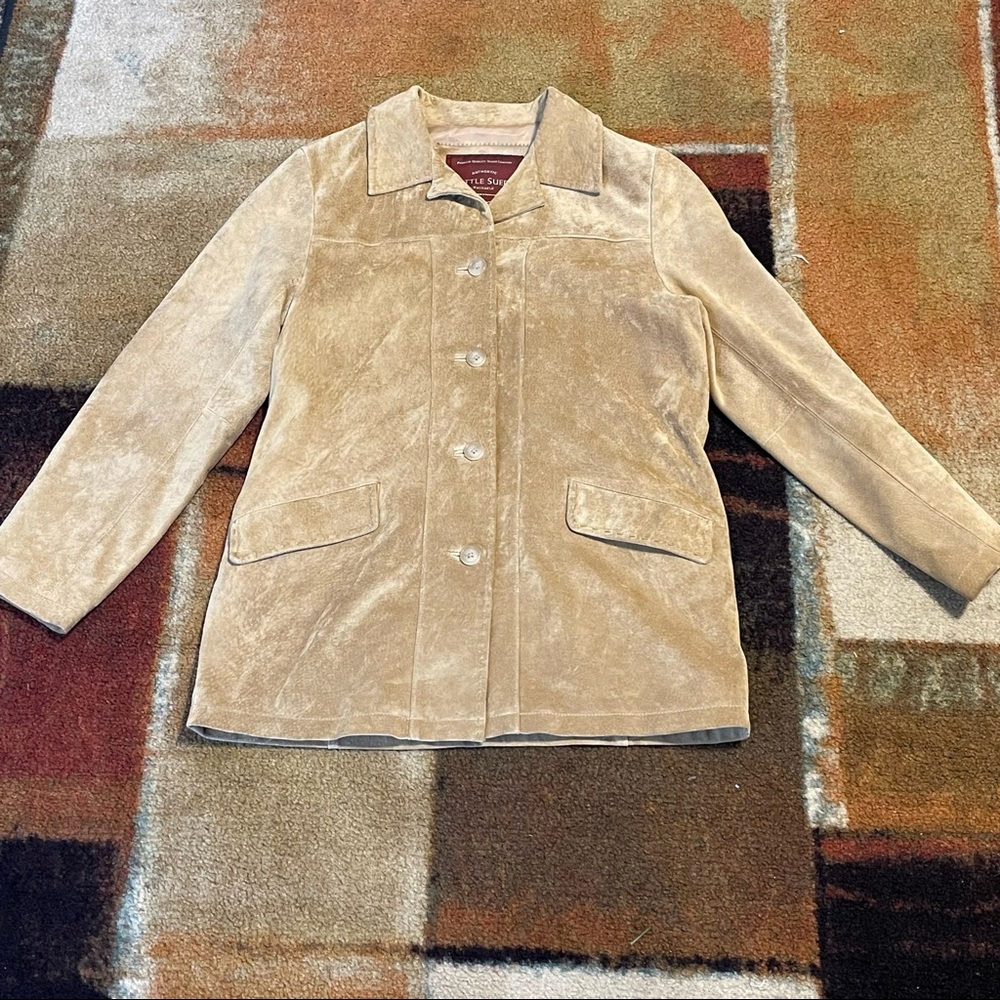 Authentic suede leather jacket in tan
